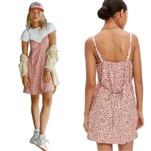 American Eagle Floral Spaghetti Strap Button-Front Mini Dress Pink – Size Medium